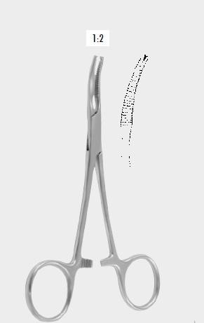Затискач МІКУЛІЧА (MIKULICZ) очеревинний, дитячий, 1х2 зубці, 14 см (сm)